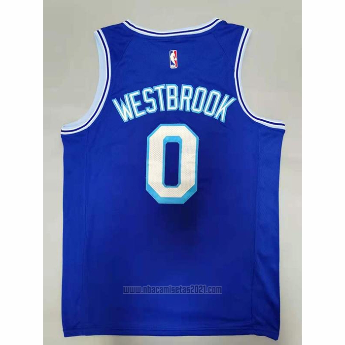 Camiseta Los Angeles Lakers Russell Westbrook #0 Hardwood Classic 2021-2022 Azul